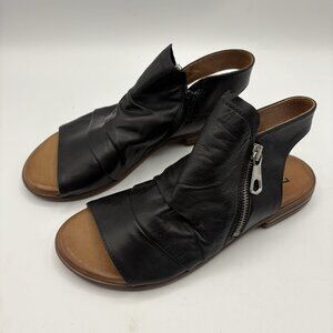 Miz Mooz Dylan Leather Side Zip Sandals Black US 6.5-7 EU 37 New